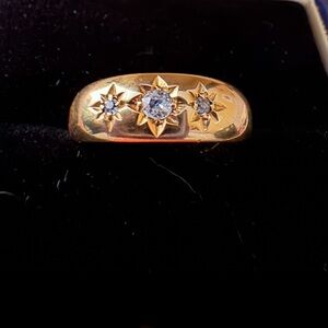 18k gold diamond starburst ring Chester assay 1899